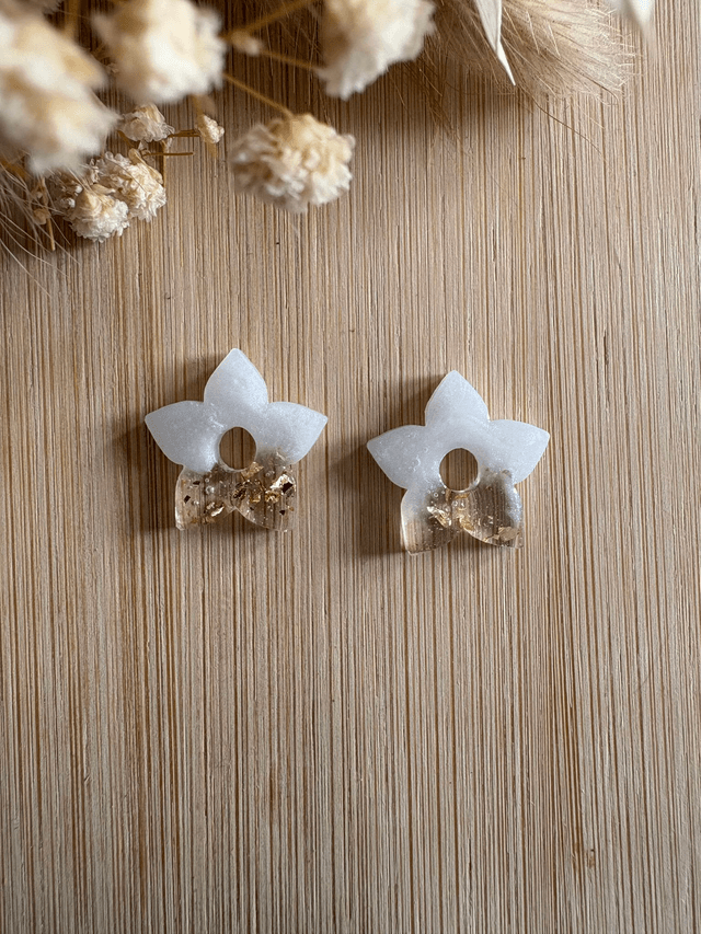 Pampilles ALBA - blanche et feuilles d'or
